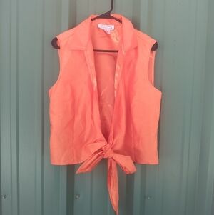 Women's Orange Vest Blouse Top Size Large